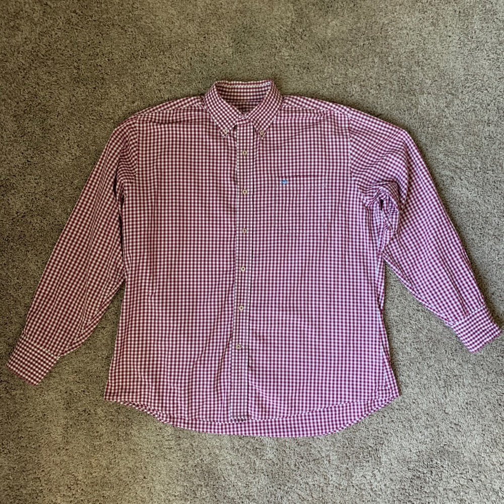 Southern Tide Red Gingham Button Down